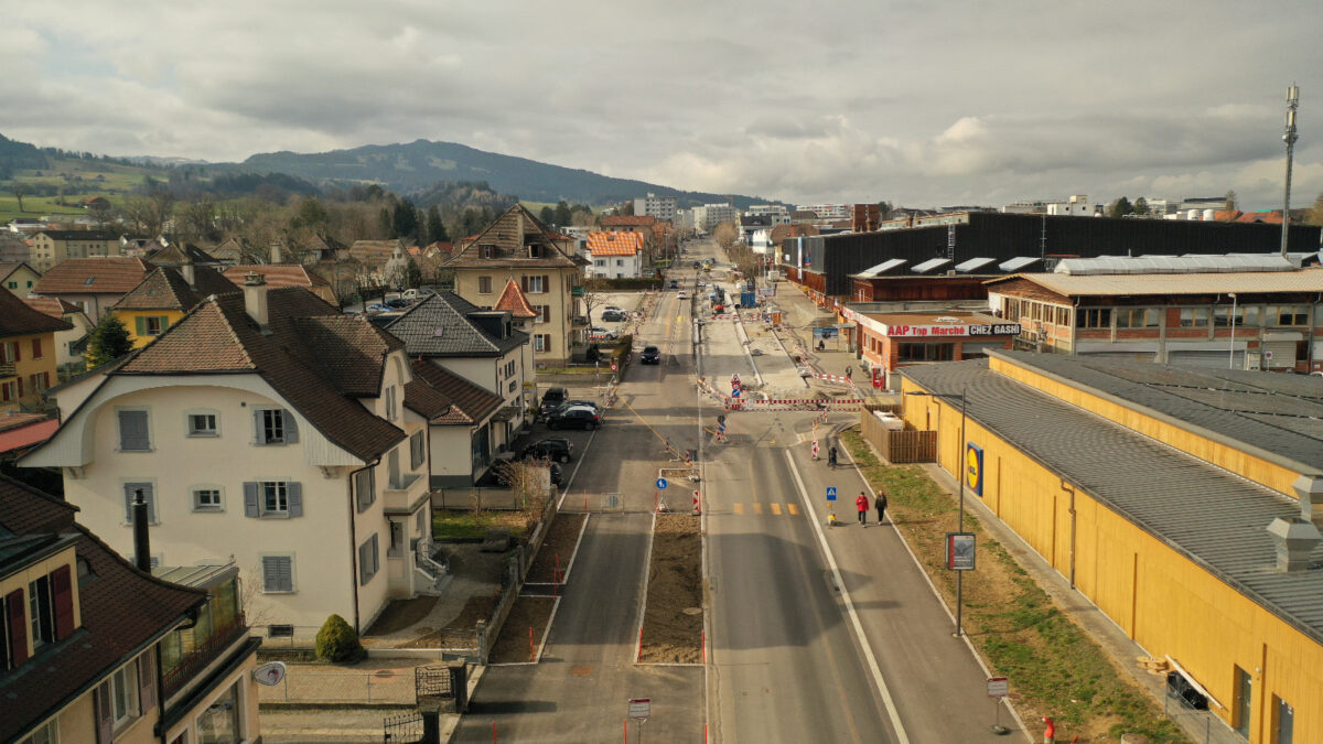 Rue de Vevey à Bulle en travaux