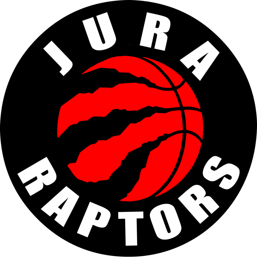 Logo des Jura Raptors qui représente un ballon de basket qui, on l'imagine, aurait été "griffé" par un vélociraptor.